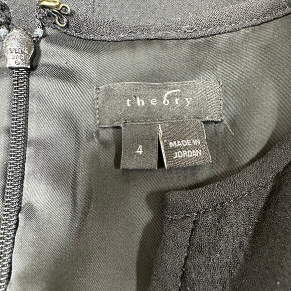 Theory Rev Korka Black Fit & Flare Sleeveless V-neck Crepe Dress Size 4 Piping - Picture 5 of 10